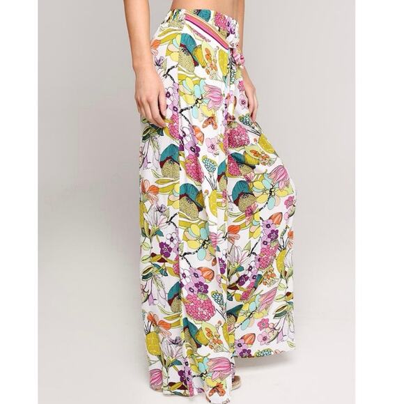 Trina Turk Wrap Pants Key West Botanical Size Large Resort Swim Coverup Tropical - Picture 8 of 10